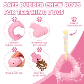 JCJuncai 8 Pack Puppy Chew Toys for Teething Cute Pink Dog Teething Toys for Puppies Soft Durable Interactive Chew Toy for Small Dogs