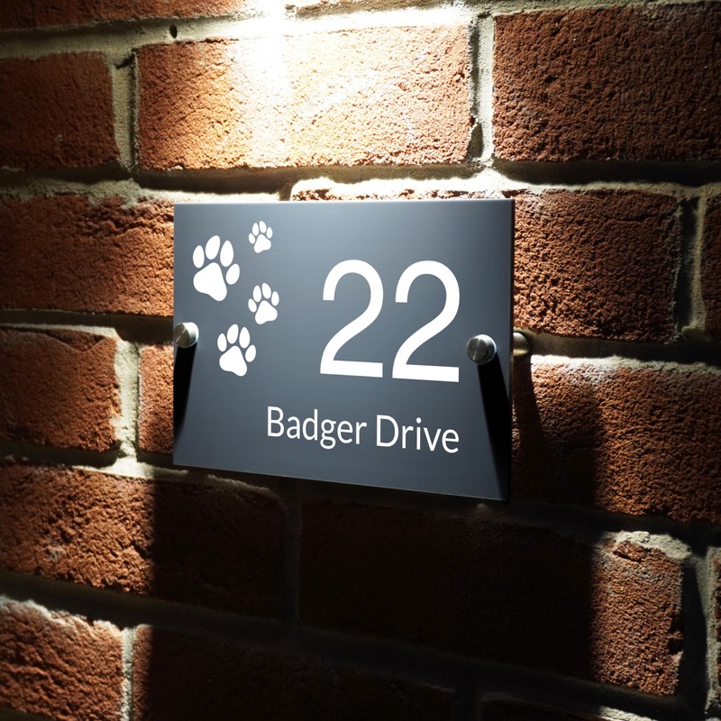 Badgemaster Modern Anthracite House Number Sign Plaque Stainless Steel Standoffs