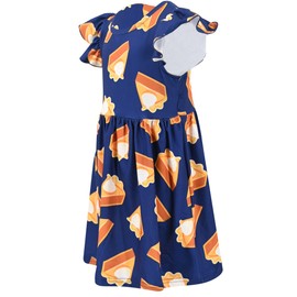 Unique Baby Girls Petal Sleeve Thanksgiving Dress Outfits for Girl Toddler and Big Kids (7Y, Pumpkin Pie Blue)