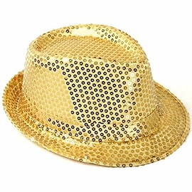 Gold Colour Sequin Gangster Hat.