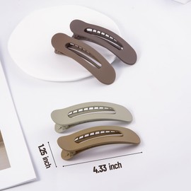 Cptots 8 Pcs Large Lay Flat Claw Clips for Women French Side Slide Barrettes for Thin Fine Hair Rectangle Alligator Hair Accessories, Matte Multiple Brown