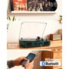 Vinyl Record Player with Built-in Speakers, USB Recording, Dark Green