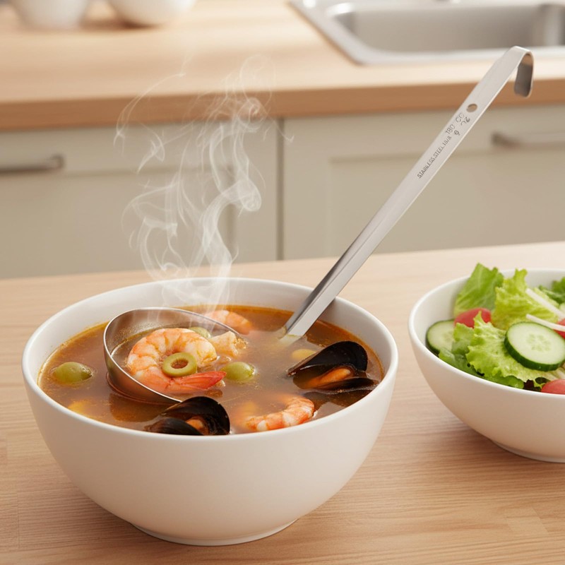 6 Pcs Stainless Steel Ladle Soup Handle Ladle with Long