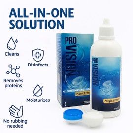 Pro-Vision-Multi Purpose Contact Lens Solution, All-in-One Multi-Purpose Cleaner with Lens Case, Advanced Formula Lens Cleaner, Cleans & Moisturizes Soft & Silicon Hydrogel Lenses (270ml/9 Fl Oz)