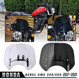 Lorababer Windshield For Honda Rebel CMX 300 CMX 500 2017 2018 2019 2020 2021 Windscreen Screen Wind Deflectors CMX300 CMX500 17 18 19 20 21 Accessories (Light smoke)
