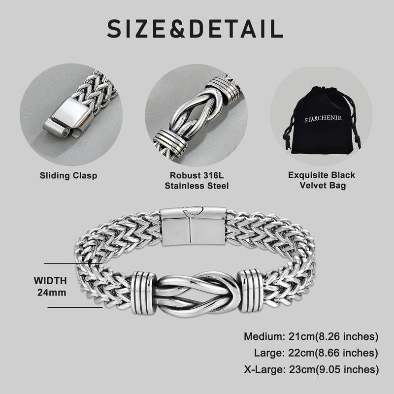STARCHENIE Infinity Knot Bracelet 316L Stainless Steel Double Layer Braided