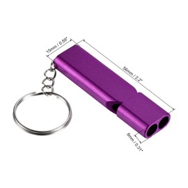 PATIKIL Emergency Survival Whistle 2 Pack Double Pipes Whistle Super Loud Aluminium Whistle with Lanyard Key Chain for Outdoor Camping Hiking Purple