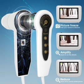 Skin Hair Analyze,Scalp Analysis Machine,5 Inch LCD Screen Rechargeable Digital Scanner for Skin & Hair Analysis,50x/200x DualHeads, Digital Skin Health Detection Use for Home and Salon