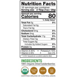 HerbaZest Goldenberries Dried Organic - Healthful & Delicious - Vegan & USDA Certified - 16oz (454g) - Perfect for Snacks, Baked goods, Yogurt, Cereal & Smoothies