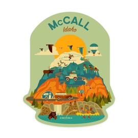 Die Cut Sticker McCall, Idaho, Geometric, The Gem State, Vinyl Sticker 3 to 6 inches, (Waterproof Decal for Cars, Water Bottles, Laptops, Coolers), Large