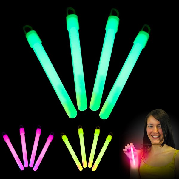 4 Piece Set of Glow 4'' Neon Necklaces Complete with Chord for Adults and Children, Neon UV Accessories (4 Pieces, 4'' Glow Necklaces)