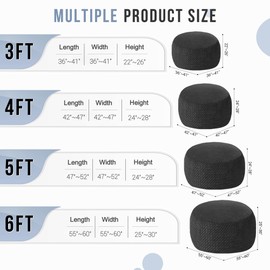 HABUTWAY 4FT Bean Bag Chair,Giant Bean Bag Chairs for Adults,Big Bean Bags with Memory Foam Filled, Large Beanbag Chairs with Chevron Plush Cover-Black