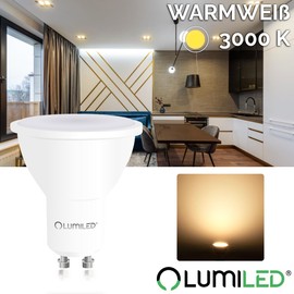 Lumiled GU10 LED, 6W 580 Lumen Leuchtmittel, 3000K warmweiß Birne Lampe Strahler Spot, ersetzt 50W Halogenlampen, 120° Grad Strahlwinkel Reflektorlampen Reflektor 10 Stück Energiesparlampen