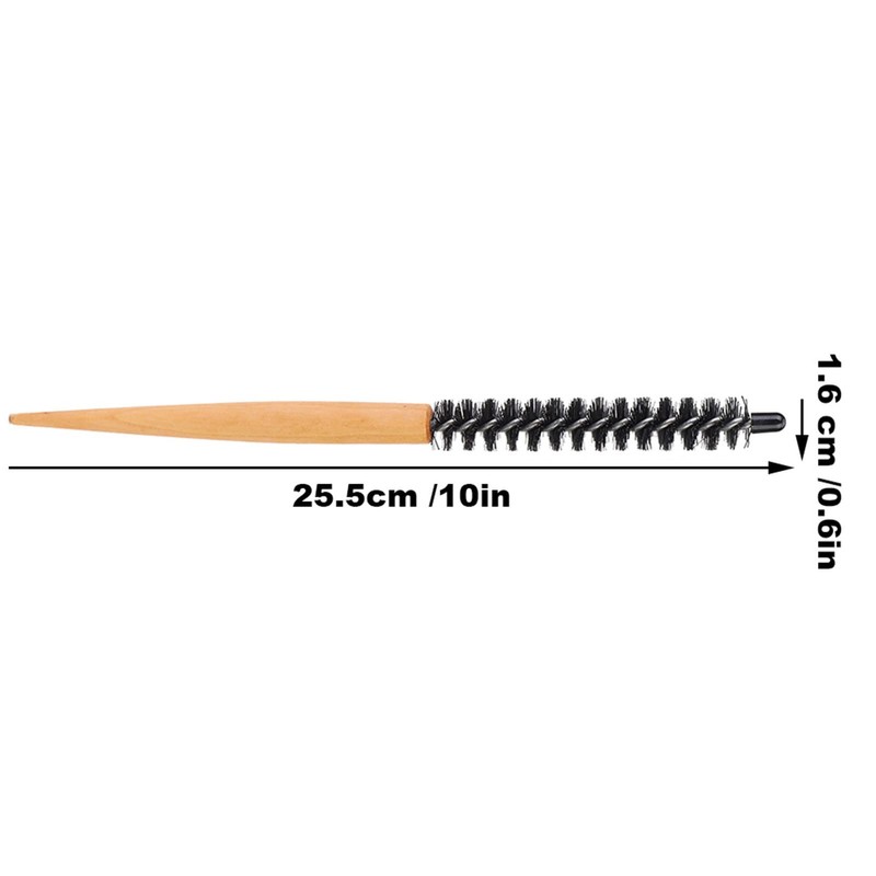 Mini Round Brush Nylon Bristles Short Hair Styling Wooden Handle