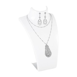 Jewellery Display Rack, Jewellery Mannequin Bust Necklace Bust Display Holder Stand, Necklace Earrings Display Stand Mannequin Model Shop Jewellery Rack (White)