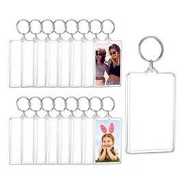 Aokesy 30 Piezas Llaveros Acrílicos de Foto, Llaveros en Blanco con Marco de Fotos de Doble Transparente y Personalizados, Colgante con Anillo Partido para Familiares, Amigos, Manualidades
