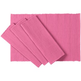 C'est Ca Textiles Ribbed Cotton Placemats, Set of 4, Azalea Pink