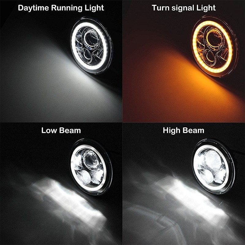 AMUNIESUN DOT 2x7inch Round Led Projector Headlights Combo Beams(High &