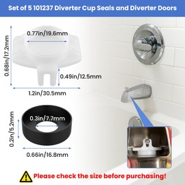 Aifeier ET 5 Sets 101237 Cup Seal and Diverter Gate, Tub Spout Diverter Repair Kit Replacement Parts, Compatible with Mo-en 3800 Tub Spout for Plumbing Fixture or Faucet