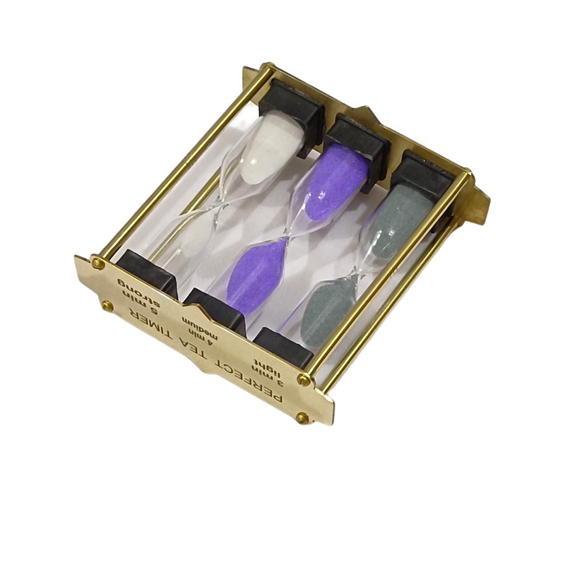 Tea Timer 3-4-5 Minute Sand Brass Frame Hourglass Timer Small