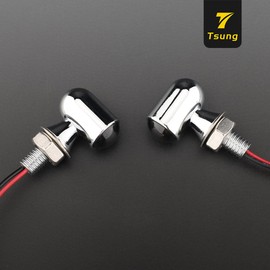 TSUNG Mini Motorcycle Turn Signals Light LED Micro Blinkers Small Front Rear Indicator Compatible with Harley Davidson Indian Honda Suzuki Triumph Cafe Racer Bobber Street Bike(Chrome-Smoke Lens)