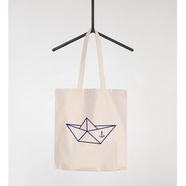 Moonworks® Jute Bag with 2 Long Handles Origami Ship Anchor Natural