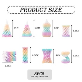 8-Pack 3D Printed Spiral Fidget Toys | PLA Stress Relief Toys for Adults & Kids | Impossible Cone & Pyramid Design (Vibrant Colors) (Colored D (8pcs))