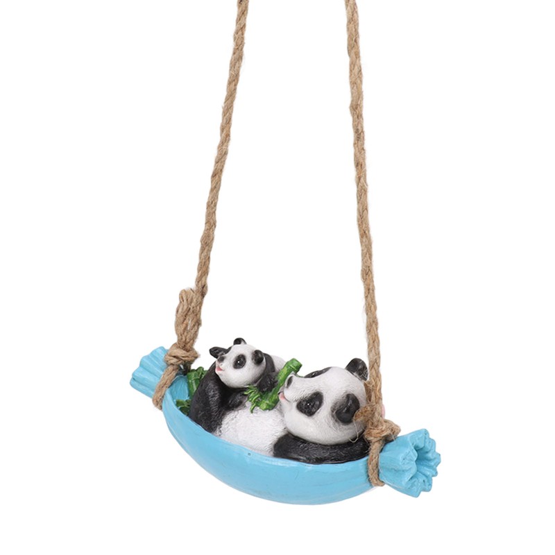 Swing Panda Statue Mother and Baby Panda Lying On The