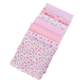 SEWACC 7pcs Light Pink Floral Handmade Cotton Fabric Set for DIY Patchwork Quilting and Sewing Soft Skin Friendly Material for Craft Projects