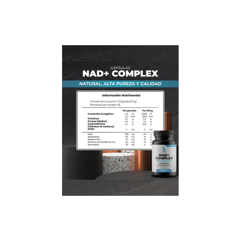 Nad 50 Cáps Nicotinamida Adenina Dinucleótido Resveratrol