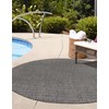 Unique Loom Outdoor Solid Collection Area Rug (10' Round Black/Ivory)