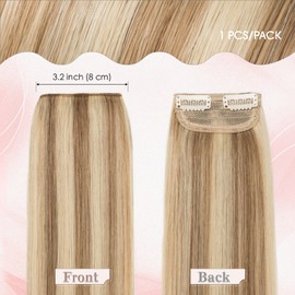 SEGO Clip in Remy Human Hair Extensions 2 Clips Clip in Mini Hairpieces Seamless Invisible Hairpin For Women with Thinning Hair Adding Hair Volume #12P613 Golden Brown&Bleach Blonde 6 Inch 10g