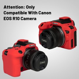 Easy Hood Camera Case for Canon EOS R10 Mirrorless Camera, Anti-Scratch Soft Silicone Rubber Case Protective Body Housing Protector Skin Cover-Red