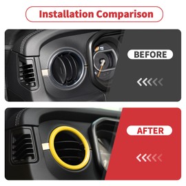 Linskip for 2024-2025 Jeep Wrangler JL 4XE & Gladiator JT Dashboard Air Vent Rings, Air Vent Covers Compatible with Sport, Rubicon, Sahara, Willys, Rubicon, Interior Accessories(Yellow)