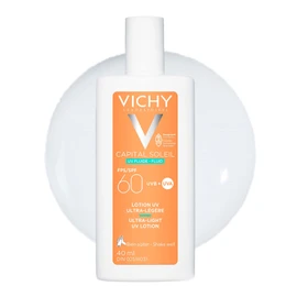 Vichy Face Sunscreen SPF 60, Capital Soleil Ultra Light UV Lotion for All Skin Types, with Broad Spectrum UVA-UVB Protection, Antioxidant, Vitamin E. Travel Size Sunscreen, 40 ml.