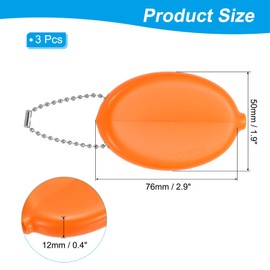 PATIKIL Rubber Coin Purse, 3 Pcs Squeeze Coin Holders with Chain for Men Women Shopping Traveling, Orange