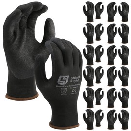 Shield Right DuraFlex Sandy Nitrile Work Gloves,13 Gauge Black Nylon,12 Pairs, Heavy Duty Grip, Comfort Fit, Protective & Durable, Breathable & Cool, Machine Washable (8 Medium)