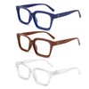 3 Pack Readers for Women Oprah Style Square Reading Glasses