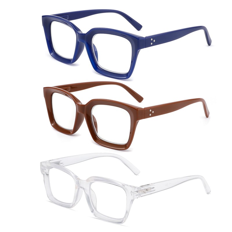 3 Pack Readers for Women Oprah Style Square Reading Glasses