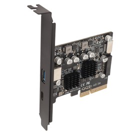 PCIe to USB 3.2 Gen 2 Adapter, Dual Port (1x Type A + 1x Type C), 10Gbps High-Speed Internal 19 Pin Connector, Front Type E for Desktop Computer