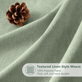 Linen Textured Shower Curtain with Stainless Steel Hooks - 230 GSM Heavy Duty Fabric Bath Curtains, Hotel Luxury Quality, Water Resistant, Machine Washable, Weighted Hem, 60 x 72 Inches (Sage Green)