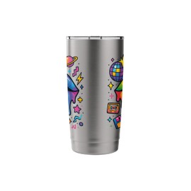 90s Retro Pop Art Rainbow Lips Nostalgia Costume 90s Stainless Steel Insulated Tumbler
