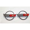 AUTO Black Red Front Nose Hood Rear Gas Lid Cross