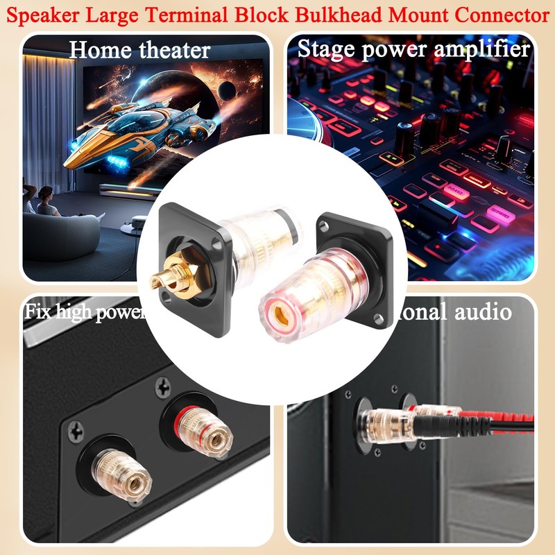 QIANRENON Speaker Large Terminal Block Panel Mount Adaptor High Power
