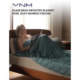 YnM Cooling Weighted Blanket — Oeko-Tex Certified Material with Premium Glass Beads (Sea Grass, 60''x80'' 25lbs), Suit for One Person(~240lb) Use on Queen/King Bed