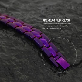 Emmori Emmori Stainless Steel Bracelet For Men and Women,Ultra Magnetic Bracelets for Men with 3500 Gauss Magnets,Adjustable Length With Tool (Purple)