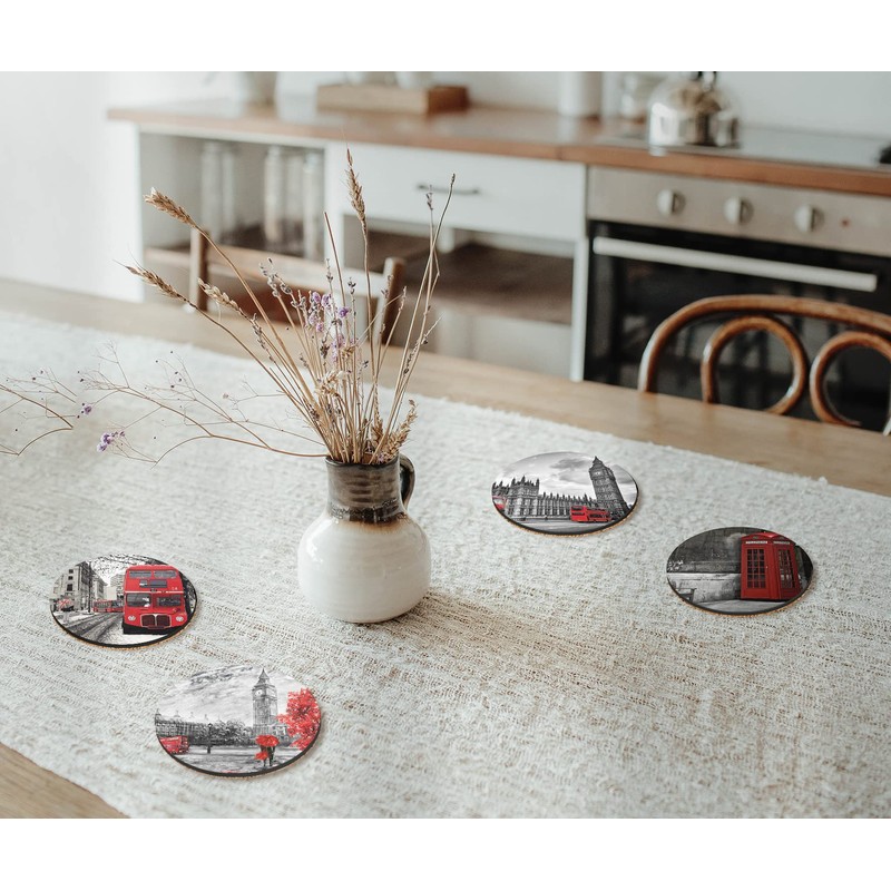 4 x Round London Coasters - Landmarks England GB UK