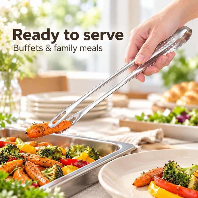 Long Stainless Steel Kitchen Tongs Non-Slip Heat Resistant BBQ Grill