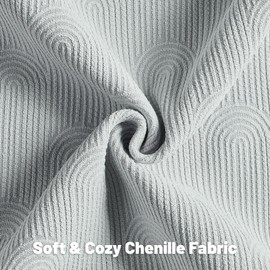 FUTEI Light Grey Chenille Decorative Throw Pillow Covers 26x26 Inch Set of 2,Soft Cozy Striped Geometric Patterns Euro Pillow Sham,Modern Home Decor for Couch Bed Living Room