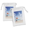 Lunarable Coastal Fabric Pouch Set of 2, Sea Panorama View